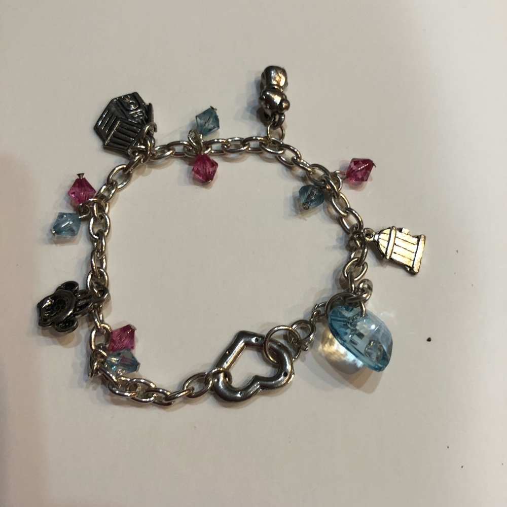 Dog charm bracelet silver chain link